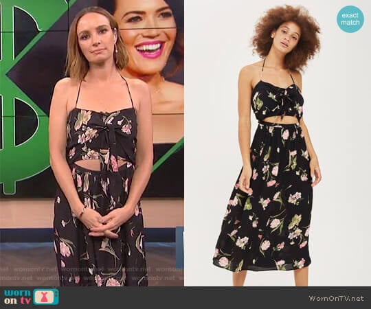 Topshop Floral Bow Front Halter Dress worn by Catt Sadler on E! News
