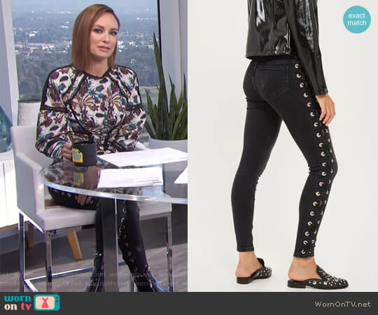 Topshop Moto Washed Black Lace Up Jamie Jeans worn by Catt Sadler on E! News