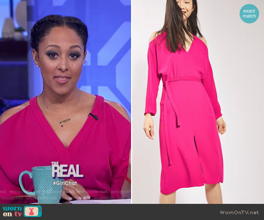Topshop Cold Shoulder  V-neck Midi Dress worn by Tamera Mowry on The Real