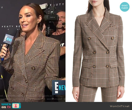 Tracy Reese Double Breasted Plaid Blazer worn by Catt Sadler on E! News