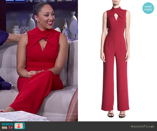 Trina Turk Contessa Sleeveless Straight-Leg Jumpsuit worn by Tamera Mowry on The Real