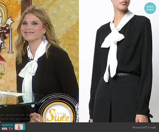 Veronica Beard Presley Tie Neck Blouse worn by Jenna Bush Hager on Today