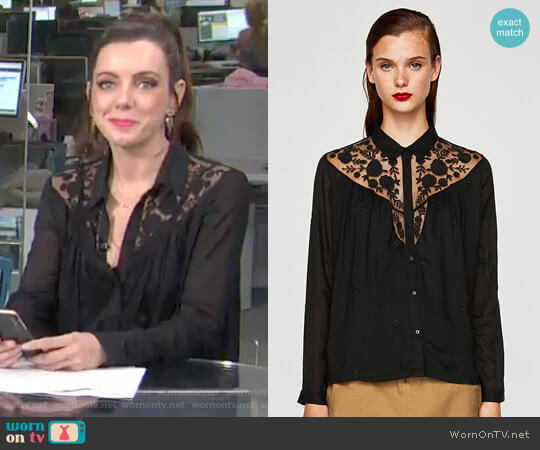 Zara Flowing Shirt with Lace worn by Melanie Bromley on E! News