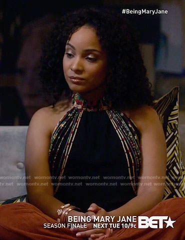 Aaliyah’s black beaded top on Being Mary Jane