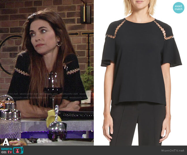 A.L.C. Sheila Top worn by Victoria Newman (Amelia Heinle) on The Young and the Restless