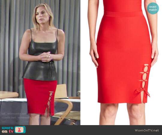 Alexander Wang Lace-up Slit Pencil Skirt worn by Phyllis Newman (Gina Tognoni) on The Young and the Restless