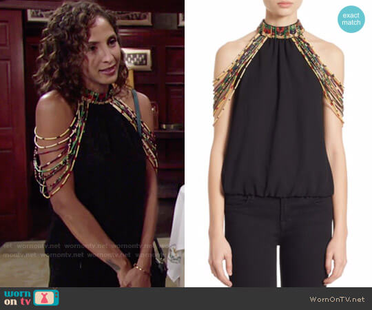 Alice + Olivia Breslin Top worn by Lily Winters (Christel Khalil) on The Young and the Restless