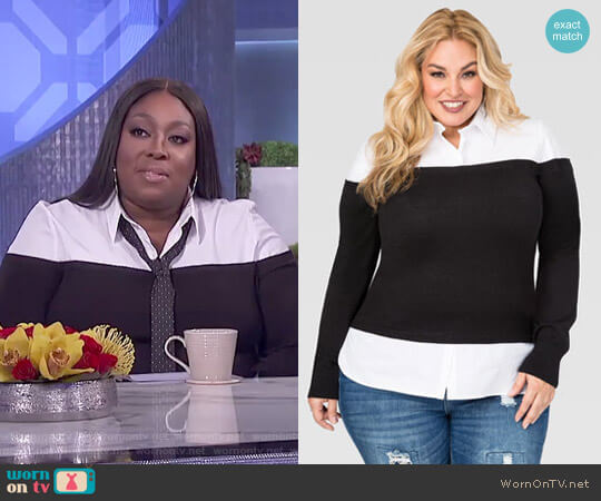 Ashley Stewart Off-Shoulder Sweater Shirt worn by Loni Love on The Real