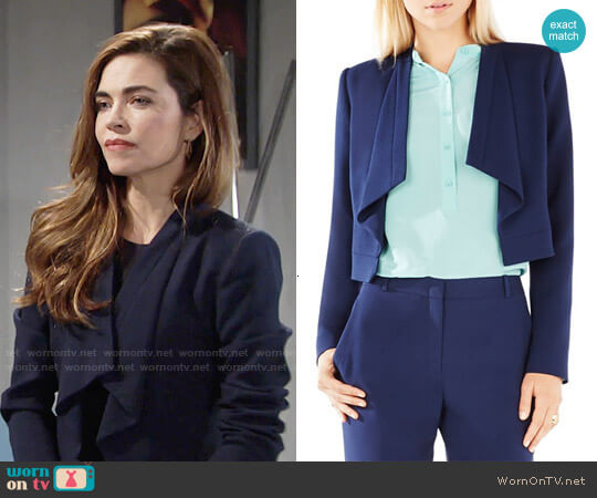 Bcbgmaxazria Franco Jacket in Dark Navy worn by Victoria Newman (Amelia Heinle) on The Young and the Restless