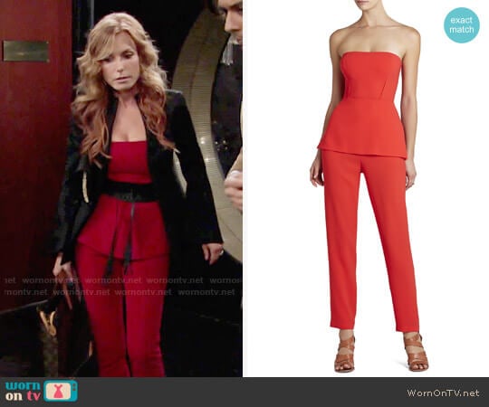Bcbgmaxazria Simone Strapless Jumpsuit worn by Lauren Fenmore (Tracey Bregman) on The Young and the Restless