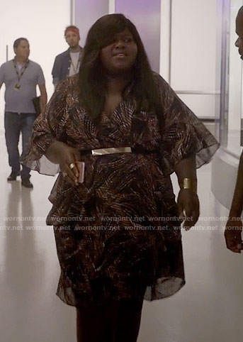 Becky’s brown leaf print dress on Empire