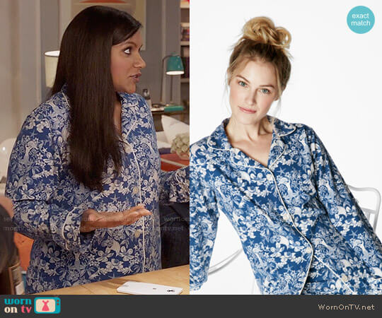 BedHead Navy Under the Sea Print Pajamas worn by Mindy Lahiri (Mindy Kaling) on The Mindy Project