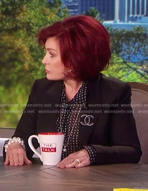 Sharon’s silk polka dot top on The Talk