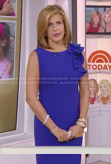 Hoda’s blue ruffle shoulder dress on Today