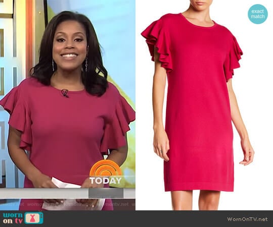 Cece Ruffle Sleeve Knit Dress worn by Sheinelle Jones on Today