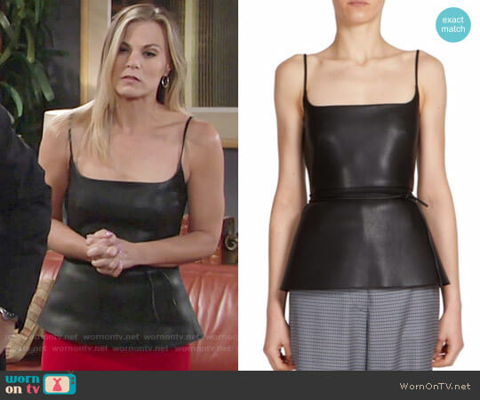 Cédric Charlier Faux Leather Top worn by Phyllis Newman (Gina Tognoni) on The Young and the Restless