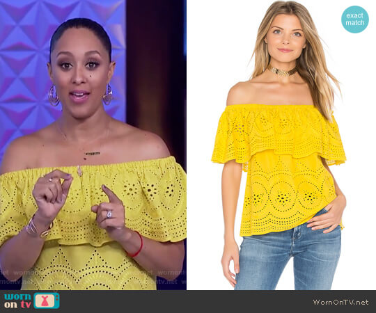 Cupcakes and Cashmere Davy Top worn by Tamera Mowry on The Real