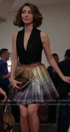 Delia’s metallic pleated skirt on Girlfriends Guide to Divorce