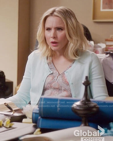 Eleanor’s dotted print v-neck top on The Good Place