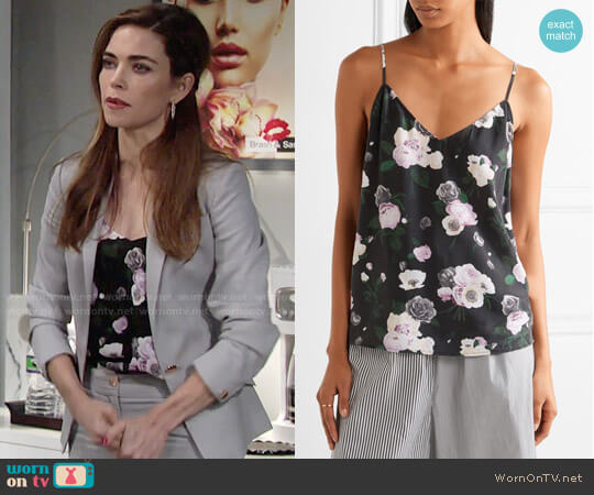 Equipment Layla Floral Camisole worn by Victoria Newman (Amelia Heinle) on The Young and the Restless