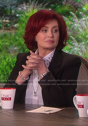 Sharon’s white eyelet collar top on The Talk