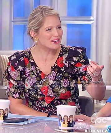 Sara’s floral print v neck dress on The View