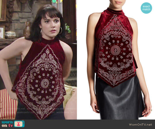 Free People Bandana Bling Velvet Tank worn by Tessa Porter (Cait Fairbanks) on The Young and the Restless