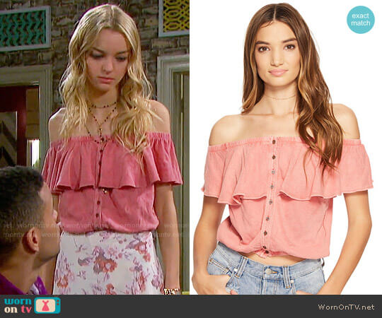Free People Love Letter Tube Top in Coral worn by Claire Brady (Olivia Keegan) on Days of our Lives