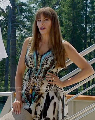 Gloria’s animal print maxi dress on Modern Family