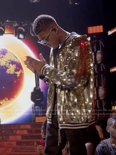 Hakeem’s gold sequined hooded bomber jacket on Empire