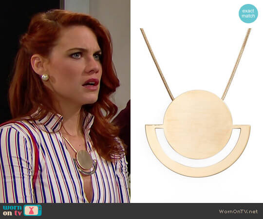 Halogen Horizon Disc Pendant Necklace worn by Sally Spectra (Courtney Hope) on The Bold and the Beautiful