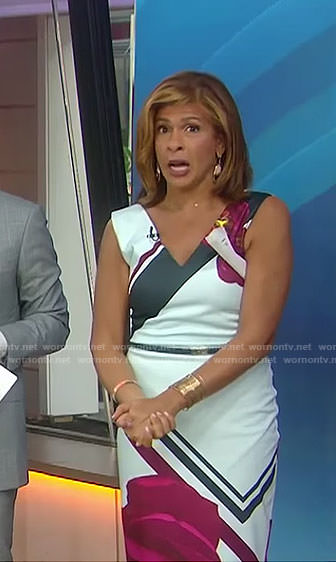 Hoda’s blue flower print v-neck dress on Today