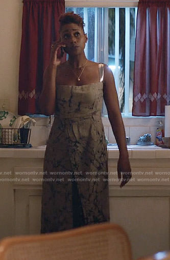 Issa’s abstract print dress on Insecure