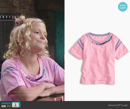 J.Crew Girls Striped Gem Necklace T-shirt worn by Faith Newman (Alyvia Alyn Lind) on The Young and the Restless