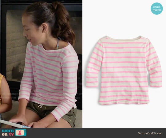 J.Crew Girls Striped T-shirt in Neon Pepperment Ivory worn by Lily Tucker-Pritchett (Aubrey Anderson-Emmons) on Modern Family