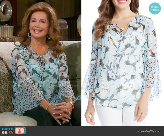 Karen Kane Floral Bell Sleeve Peasant Blouse worn by Maggie Horton (Suzanne Rogers) on Days of our Lives