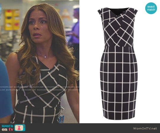 Karen Millen Windowpane Check Dress worn by Kara Lynch (Lisa Vidal) on Being Mary Jane
