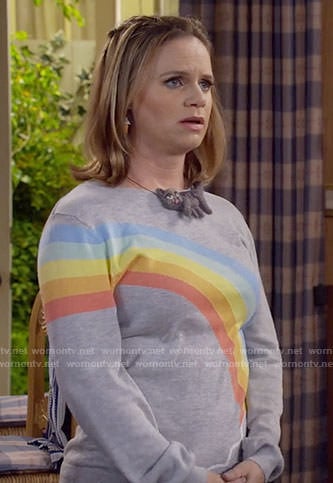Kimmy’s rainbow sweater on Fuller House