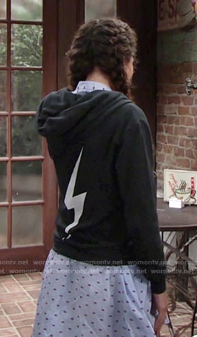 Mattie’s hoodie with bolt on the back on The Young and the Restless