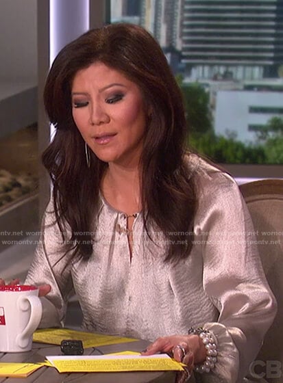 Julie’s metallic keyhole top on The Talk