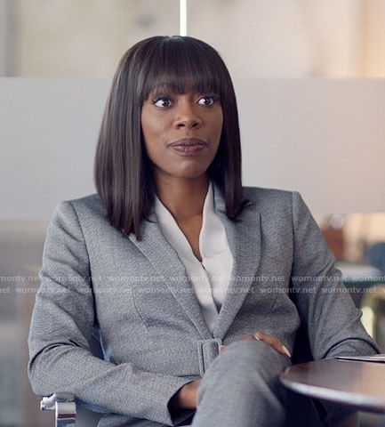 Molly’s grey belted blazer on Insecure