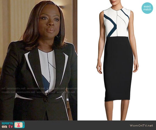 Narciso Rodriguez Graphic-Print Sleeveless Sheath Dress worn by Annalise Keating (Viola Davis) on How to Get Away with Murder