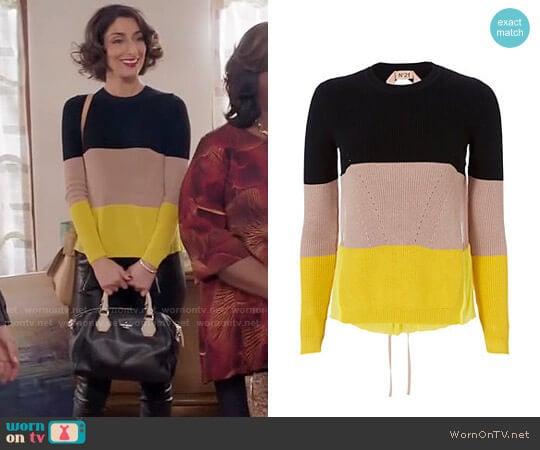 No. 21 Striped Silk Back Knit Sweater worn by Delia (Necar Zadegan) on Girlfriends Guide to Divorce