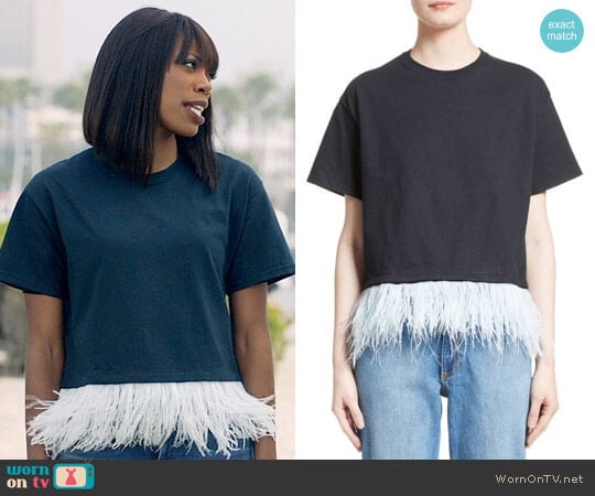 Opening Ceremony Feather Trim Crop Tee worn by Molly Carter (Yvonne Orji) on Insecure