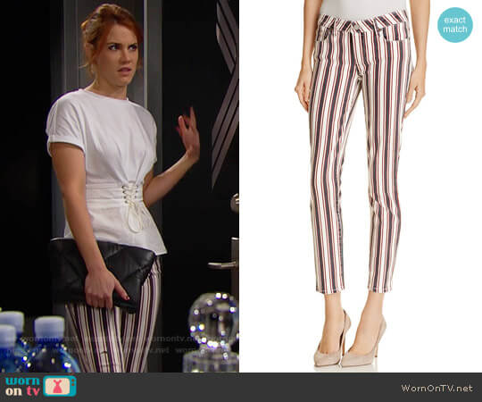 Paige Verdugo Skinny Ankle Jeans in Emerson Stripe worn by Sally Spectra (Courtney Hope) on The Bold and the Beautiful