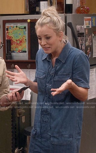 Penny’s denim lace-up dress on The Big Bang Theory