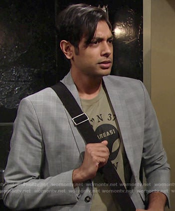 Ravi’s Area 51 tee and plaid blazer on The Young and the Restless