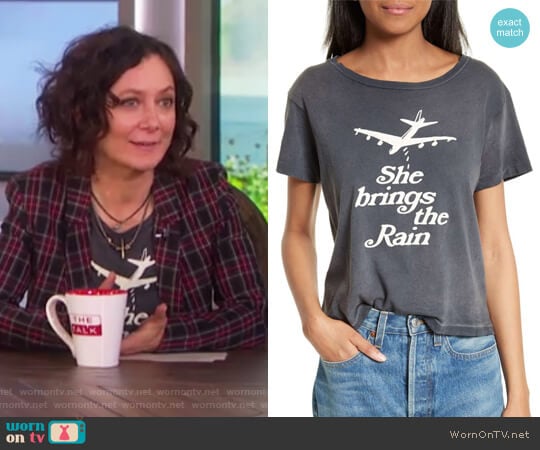 Re/Done She Brings The Rain Graphic Tee worn by Sara Gilbert on The Talk