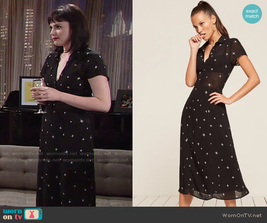 Reformation Maddie Dress in Consellation worn by Tessa Porter (Cait Fairbanks) on The Young and the Restless