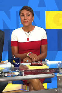 Robin’s red and white colorblock dress on Good Morning America